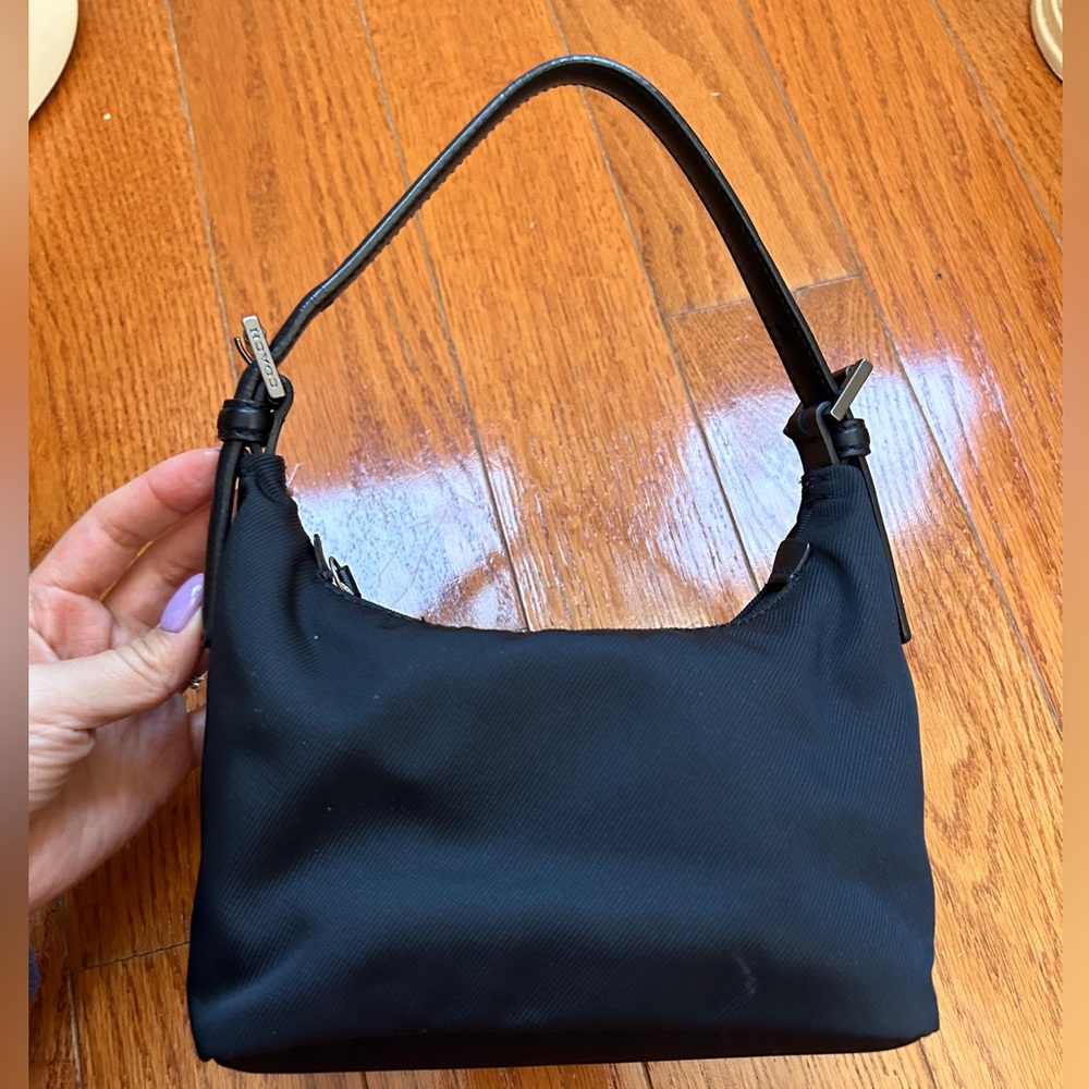 COACH Bag 7428 Black Twill & Leather Mini Hobo Handbag Purse